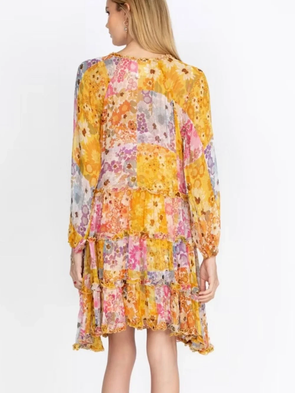 JOHNNY WAS Silk Tiered Floral Renee Mini Dress Size S $395 - Picture 2 of 7